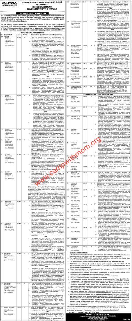Latest Jobs In The Home Department PAFDA Lahore 2025